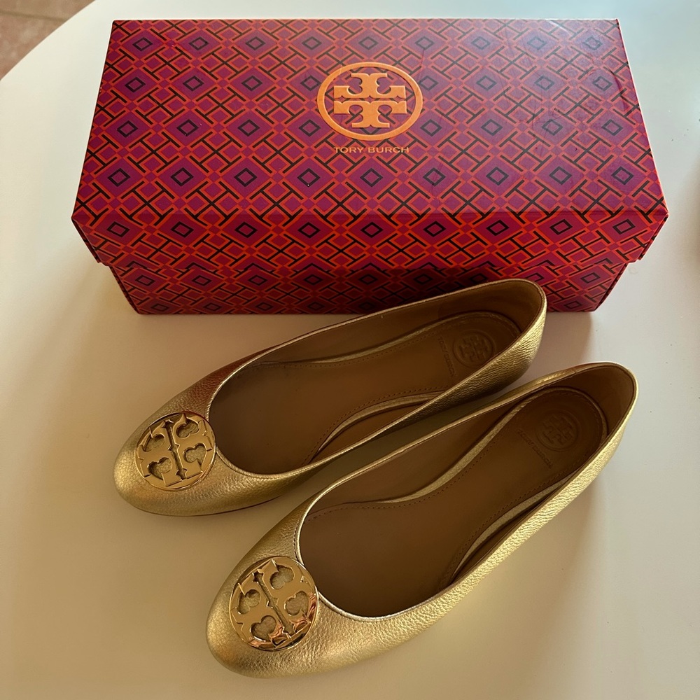Tory Burch Claire Ballet Flat in Spark Gold Size 8.5